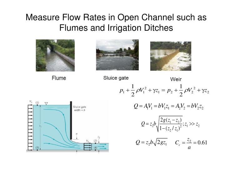 measure flow rates in open channel such as flumes and irrigation ditches
