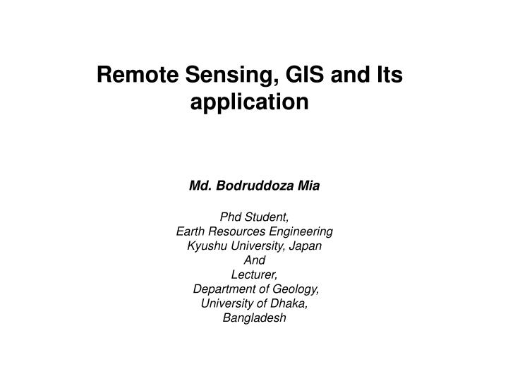 remote sensing gis and its application