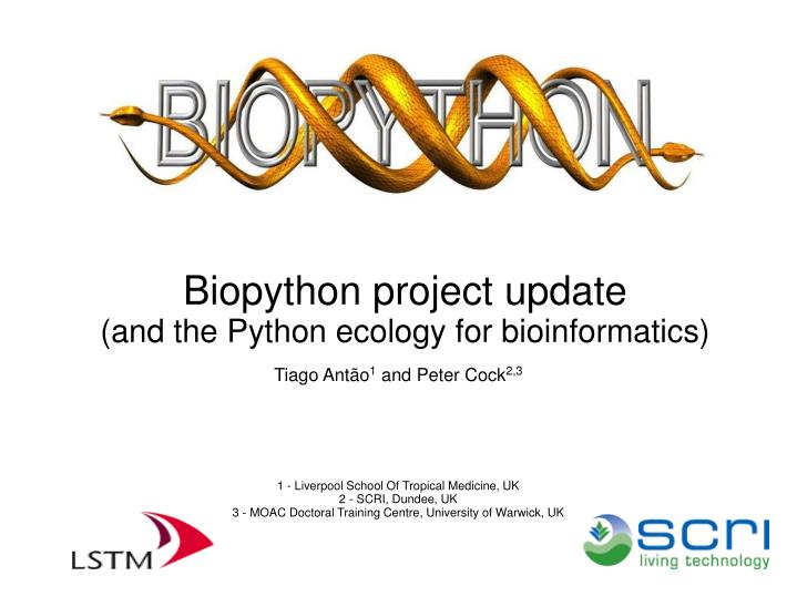 biopython project update and the python ecology for bioinformatics