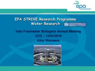 EPA STRIVE Research Programme Water Research