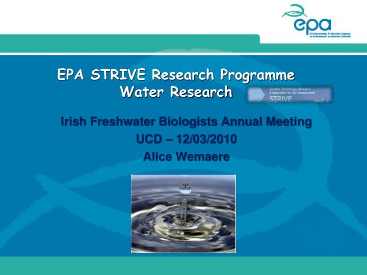 epa strive research programme water research