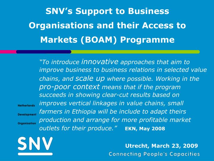 snv s support to business organisations and their access to markets boam programme
