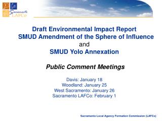 Draft Environmental Impact Report SMUD Amendment of the Sphere of Influence and