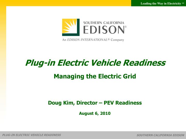 plug in electric vehicle readiness managing the electric grid