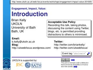 Engagement, Impact, Value: Introduction