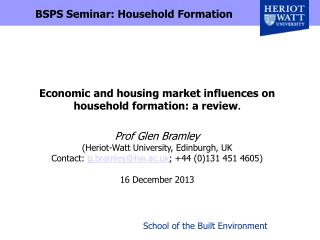 BSPS Seminar: Household Formation
