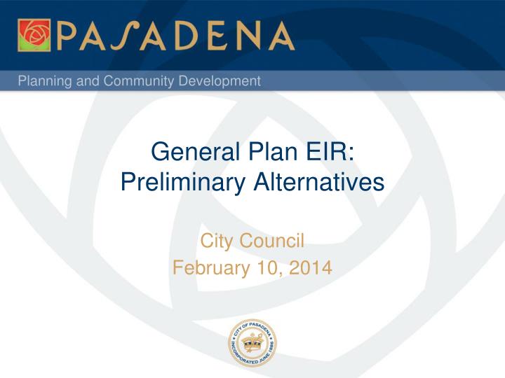 general plan eir preliminary alternatives