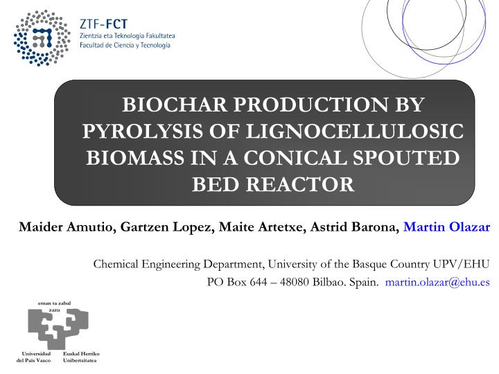 biochar production by pyrolysis of lignocellulosic biomass in a conical spouted bed reactor