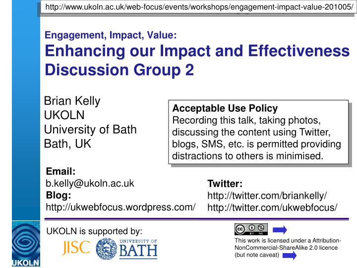 engagement impact value enhancing our impact and effectiveness discussion group 2