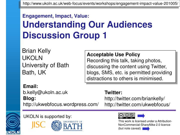 engagement impact value understanding our audiences discussion group 1