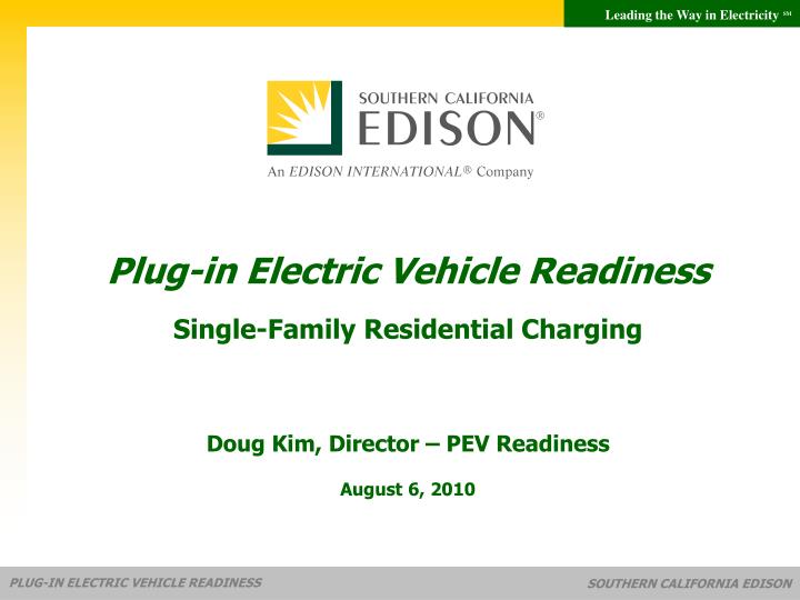 plug in electric vehicle readiness single family residential charging