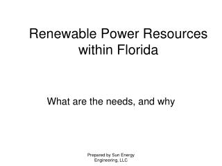 Renewable Power Resources within Florida