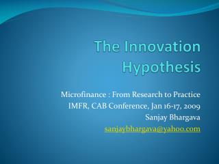 The Innovation Hypothesis
