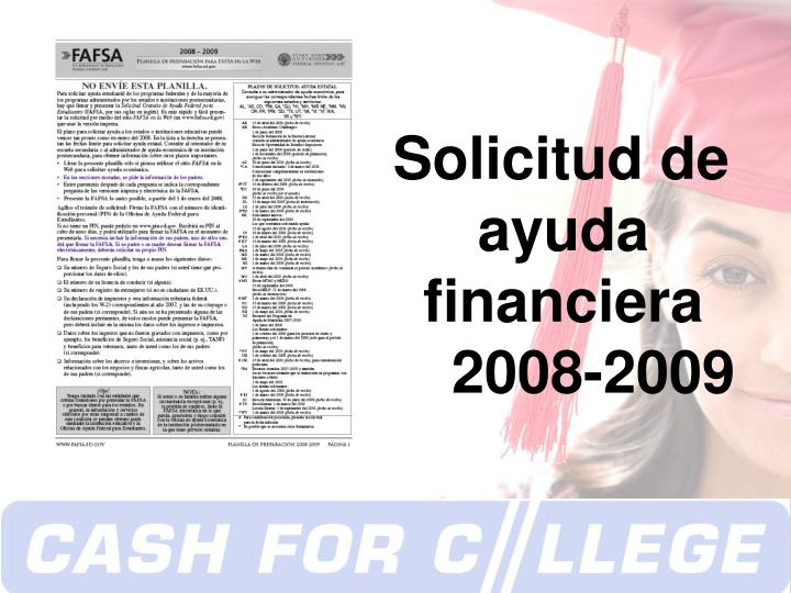 solicitud de ayuda financiera 2008 2009