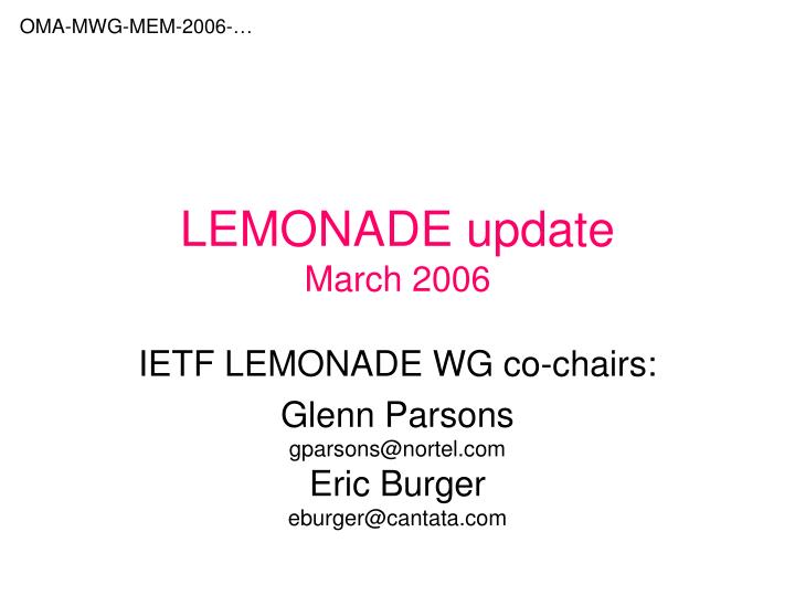 lemonade update march 2006