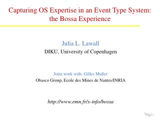 Towards a Schedu Capturing OS Expertise in an Event Type System: the Bossa Experience