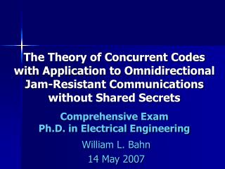 Comprehensive Exam Ph.D. in Electrical Engineering