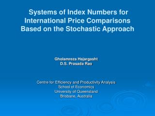 Systems of Index Numbers for International Price Comparisons Based on the Stochastic Approach