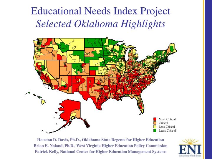 educational needs index project selected oklahoma highlights
