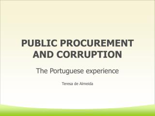 PUBLIC PROCUREMENT AND CORRUPTION
