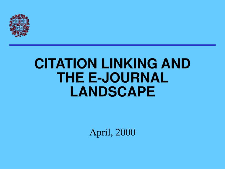 citation linking and the e journal landscape