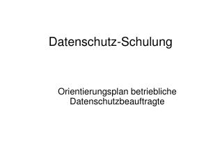 orientierungsplan betriebliche datenschutzbeauftragte