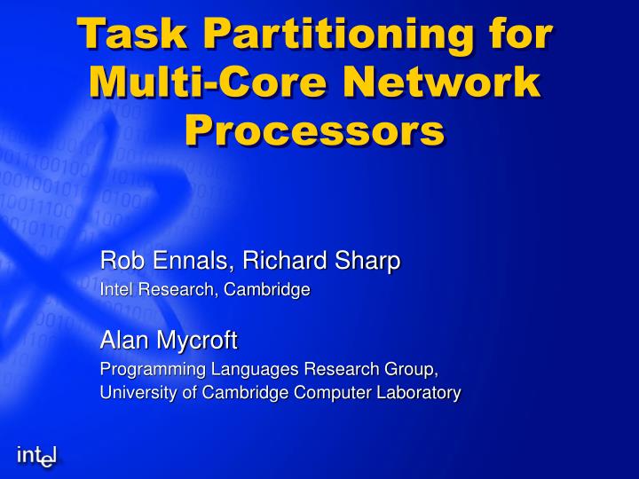 task partitioning for multi core network processors