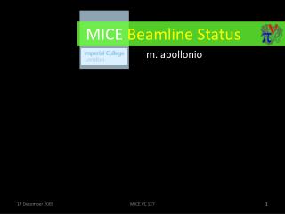 MICE Beamline Status
