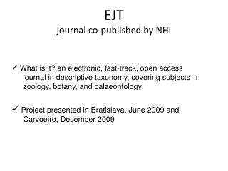 EJT journal co-published by NHI