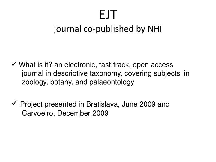 ejt journal co published by nhi