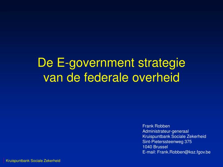 de e government strategie van de federale overheid