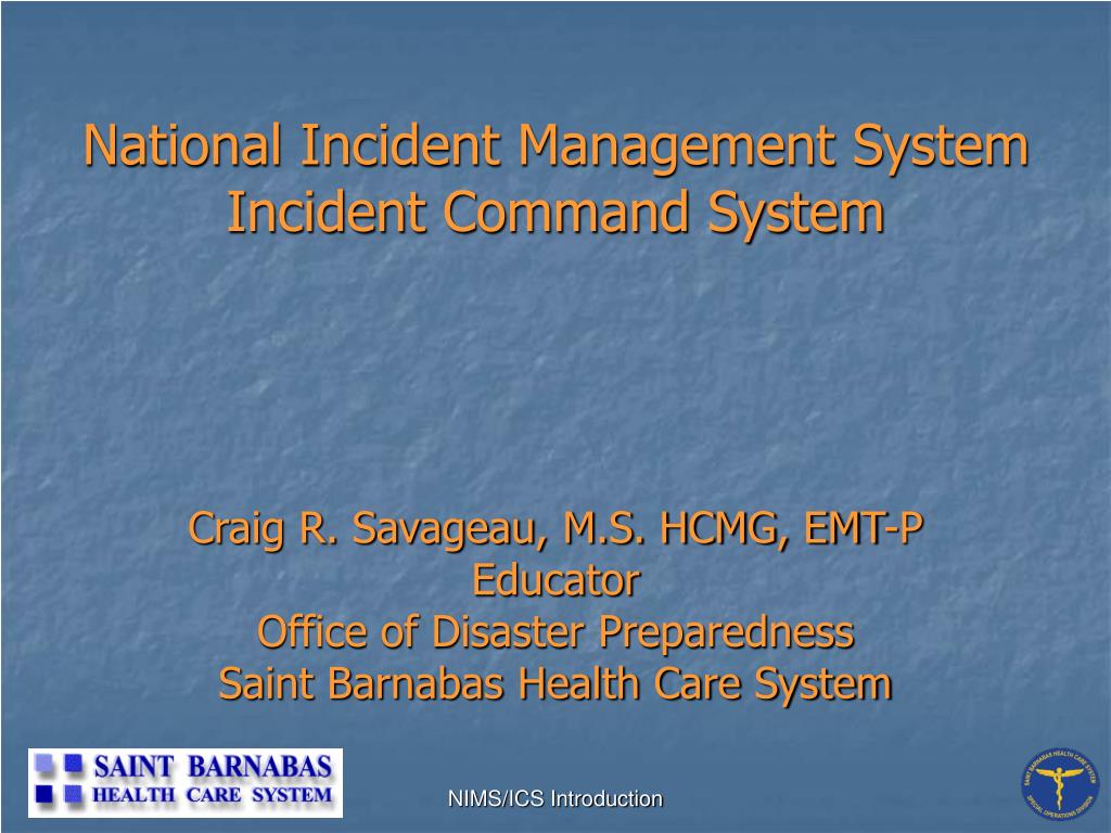 PPT - National Incident Management System Incident Command System ...