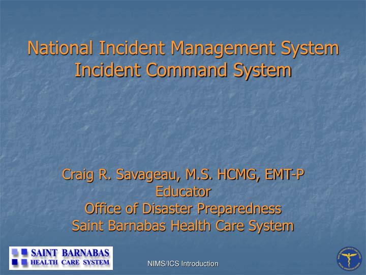 national incident management system incident command system
