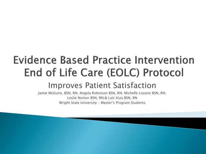 evidence based practice intervention end of life care eolc protocol