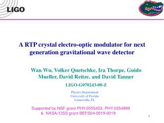 A RTP crystal electro-optic modulator for next generation gravitational wave detector
