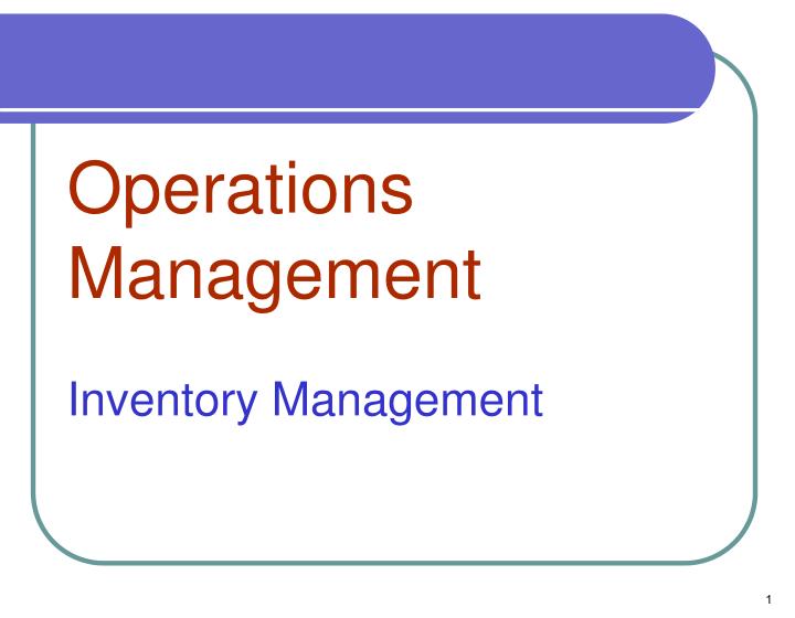 operations management inventory management