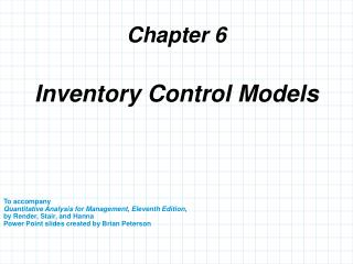 Inventory Control Models