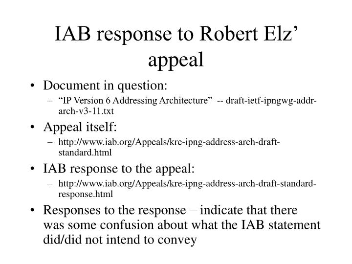 iab response to robert elz appeal