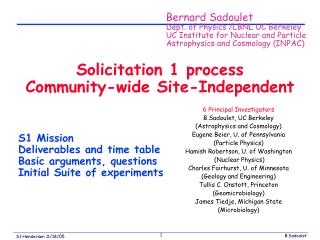 Solicitation 1 process Community-wide Site-Independent