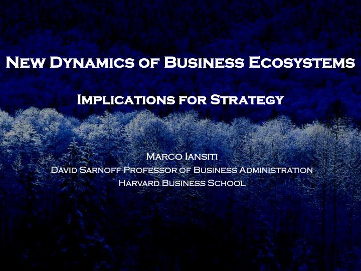 new dynamics of business ecosystems implications for strategy