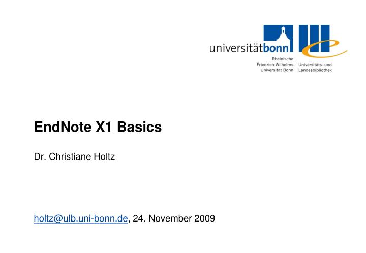 endnote x1 basics