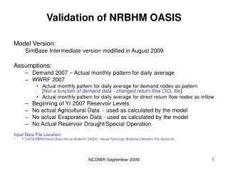 Validation of NRBHM OASIS