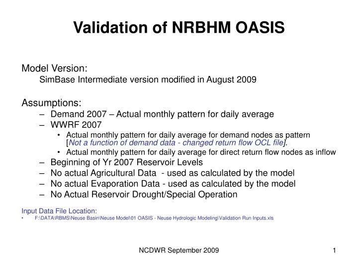 validation of nrbhm oasis