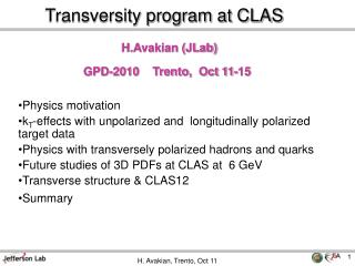 Transversity program at CLAS