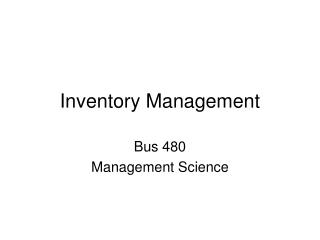 inventory management