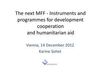 The next MFF - Instruments and programmes for development cooperation and humanitarian aid