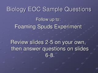 Biology EOC Sample Questions