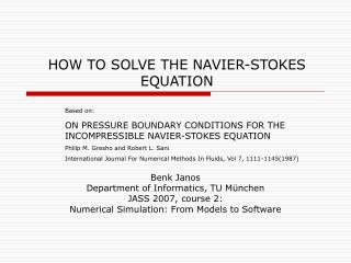 HOW TO SOLVE THE NAVIER-STOKES EQUATION