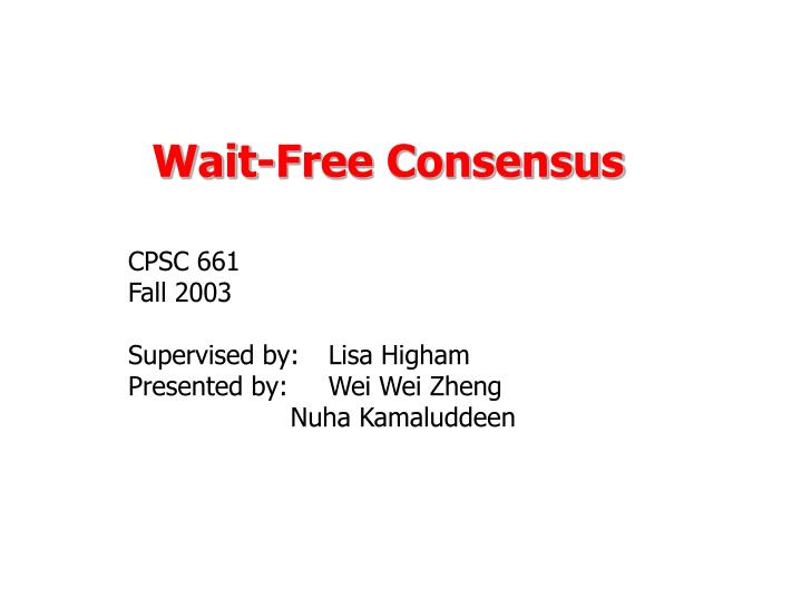 wait free consensus