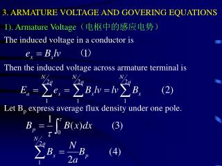 3. ARMATURE VOLTAGE AND GOVERING EQUATIONS